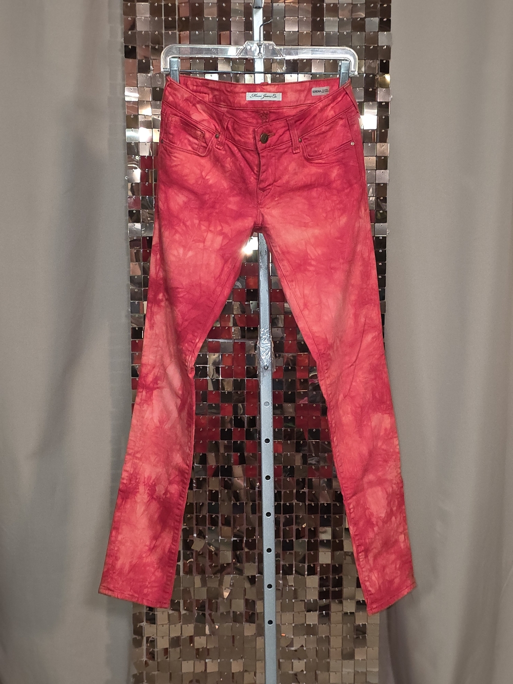 Mavi Jeans Co. Serena Low-Rise Super Skinny Red Tie-Dye Denim